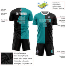 Load image into Gallery viewer, Custom Black Teal-White Sublimation Split Fashion Soccer Uniform Jersey
