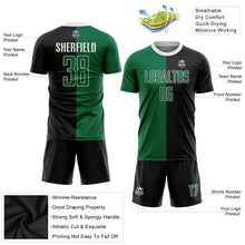 Load image into Gallery viewer, Custom Black Kelly Green-White Sublimation Split Fashion Soccer Uniform Jersey