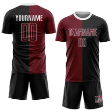 Load image into Gallery viewer, Custom Black Crimson-White Sublimation Split Fashion Soccer Uniform Jersey