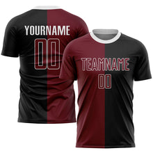 Load image into Gallery viewer, Custom Black Crimson-White Sublimation Split Fashion Soccer Uniform Jersey