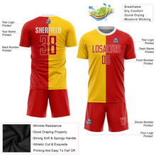 Load image into Gallery viewer, Custom Gold Red-White Sublimation Split Fashion Soccer Uniform Jersey