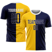Load image into Gallery viewer, Custom Gold Navy-White Sublimation Split Fashion Soccer Uniform Jersey