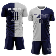 Load image into Gallery viewer, Custom Gray Navy-White Sublimation Split Fashion Soccer Uniform Jersey