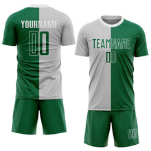 Load image into Gallery viewer, Custom Gray Kelly Green-White Sublimation Split Fashion Soccer Uniform Jersey