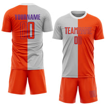Load image into Gallery viewer, Custom Gray Orange-Purple Sublimation Split Fashion Soccer Uniform Jersey