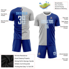 Load image into Gallery viewer, Custom Royal White-Gray Sublimation Split Fashion Soccer Uniform Jersey
