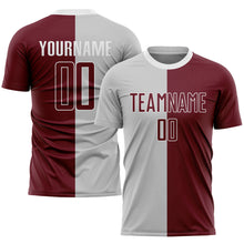 Load image into Gallery viewer, Custom Gray Crimson-White Sublimation Split Fashion Soccer Uniform Jersey