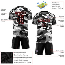 Load image into Gallery viewer, Custom Camo Black-Red Sublimation Salute To Service Soccer Uniform Jersey