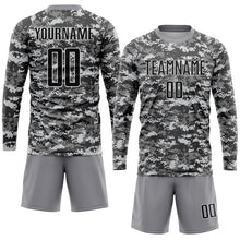 Load image into Gallery viewer, Custom Camo Black-Gray Sublimation Salute To Service Soccer Uniform Jersey