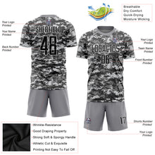 Load image into Gallery viewer, Custom Camo Black-Gray Sublimation Salute To Service Soccer Uniform Jersey