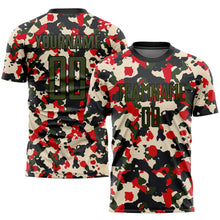 Load image into Gallery viewer, Custom Camo Olive-Black Sublimation Salute To Service Soccer Uniform Jersey