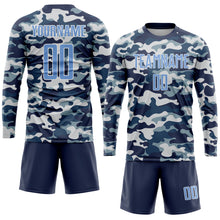 Load image into Gallery viewer, Custom Camo Light Blue-Royal Sublimation Salute To Service Soccer Uniform Jersey