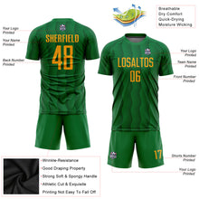 Load image into Gallery viewer, Custom Kelly Green Gold Sublimation Soccer Uniform Jersey