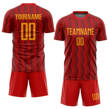 Load image into Gallery viewer, Custom Red Gold Sublimation Soccer Uniform Jersey