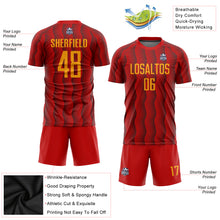 Load image into Gallery viewer, Custom Red Gold Sublimation Soccer Uniform Jersey