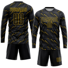 Load image into Gallery viewer, Custom Black Black-Gold Sublimation Soccer Uniform Jersey