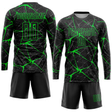 Load image into Gallery viewer, Custom Black Neon Green Sublimation Soccer Uniform Jersey