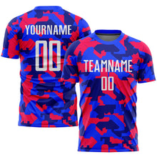 Load image into Gallery viewer, Custom Camo White-Royal Sublimation Salute To Service Soccer Uniform Jersey