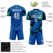 Load image into Gallery viewer, Custom Royal White-Neon Green Sublimation Soccer Uniform Jersey