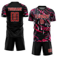Load image into Gallery viewer, Custom Black Red-White Sublimation Soccer Uniform Jersey