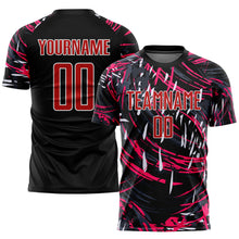 Load image into Gallery viewer, Custom Black Red-White Sublimation Soccer Uniform Jersey