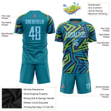 Load image into Gallery viewer, Custom Teal Light Blue-Kelly Green Sublimation Soccer Uniform Jersey