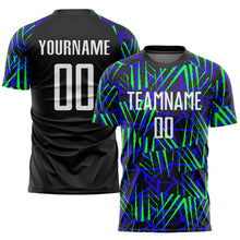 Load image into Gallery viewer, Custom Black White-Neon Green Sublimation Soccer Uniform Jersey