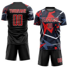 Load image into Gallery viewer, Custom Black Red-White Sublimation Soccer Uniform Jersey