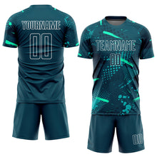 Load image into Gallery viewer, Custom Green Green-Teal Sublimation Soccer Uniform Jersey