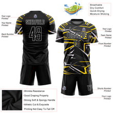 Load image into Gallery viewer, Custom Black Black-Gold Sublimation Soccer Uniform Jersey