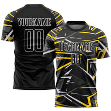 Load image into Gallery viewer, Custom Black Black-Gold Sublimation Soccer Uniform Jersey