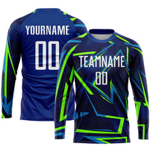 Load image into Gallery viewer, Custom Royal White-Neon Green Sublimation Soccer Uniform Jersey