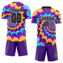Load image into Gallery viewer, Custom Tie Dye Black-White Sublimation Soccer Uniform Jersey