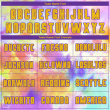 Load image into Gallery viewer, Custom Tie Dye Gold-Purple Sublimation Soccer Uniform Jersey