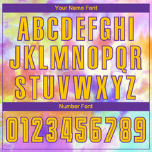 Load image into Gallery viewer, Custom Tie Dye Gold-Purple Sublimation Soccer Uniform Jersey