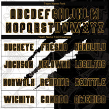 Load image into Gallery viewer, Custom Graffiti Pattern Black-Old Gold Scratch Sublimation Soccer Uniform Jersey