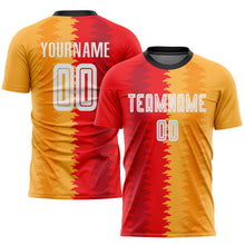 Load image into Gallery viewer, Custom Gold White-Black Sublimation Soccer Uniform Jersey