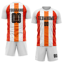 Load image into Gallery viewer, Custom White Black-Orange Sublimation Soccer Uniform Jersey