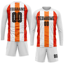 Load image into Gallery viewer, Custom White Black-Orange Sublimation Soccer Uniform Jersey