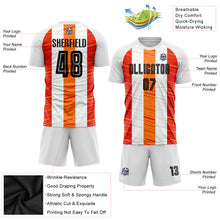 Load image into Gallery viewer, Custom White Black-Orange Sublimation Soccer Uniform Jersey