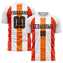 Load image into Gallery viewer, Custom White Black-Orange Sublimation Soccer Uniform Jersey