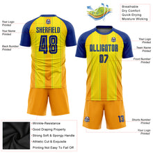 Load image into Gallery viewer, Custom Gold Royal-Orange Sublimation Soccer Uniform Jersey