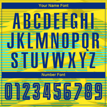 Load image into Gallery viewer, Custom Gold Royal-Light Blue Away Sublimation Soccer Uniform Jersey