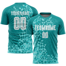 Load image into Gallery viewer, Custom Teal White Third Sublimation Soccer Uniform Jersey