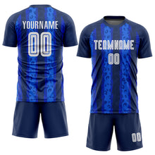 Load image into Gallery viewer, Custom Navy White-Royal Away Sublimation Soccer Uniform Jersey