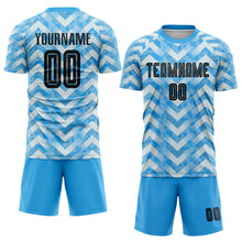 Load image into Gallery viewer, Custom Light Blue Black-White Home Sublimation Soccer Uniform Jersey