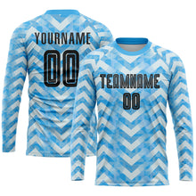 Load image into Gallery viewer, Custom Light Blue Black-White Home Sublimation Soccer Uniform Jersey