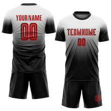 Load image into Gallery viewer, Custom White Red-Black Sublimation Fade Fashion Soccer Uniform Jersey