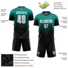 Load image into Gallery viewer, Custom Aqua White-Black Sublimation Fade Fashion Soccer Uniform Jersey