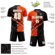 Load image into Gallery viewer, Custom Graffiti Pattern White Black Orange-Old Gold Scratch Sublimation Soccer Uniform Jersey